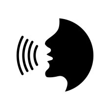 Voice recognition concept. Voice control black line icon.Speaking icon vector. Talk person sign or symbol , man with open mouth and sound wave , Voice command, Voice recognition, speech icon.